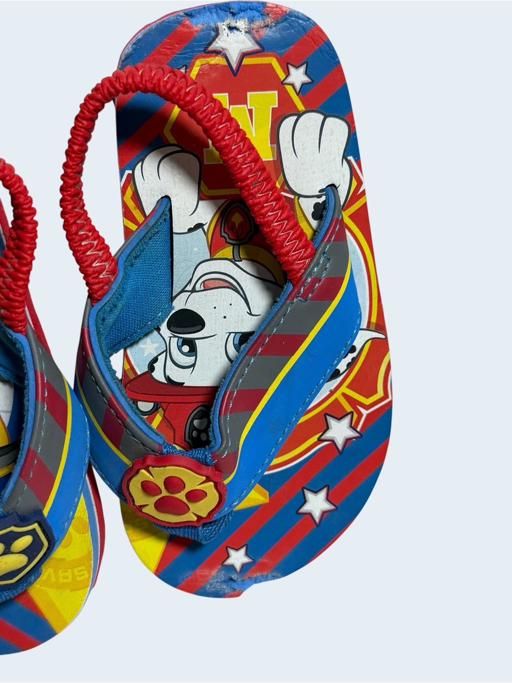 Toddler Size 5-6 Paw Patrol Red & Blue Character Flip Flop Sandals LIKE NEW! - Picture 2 of 4